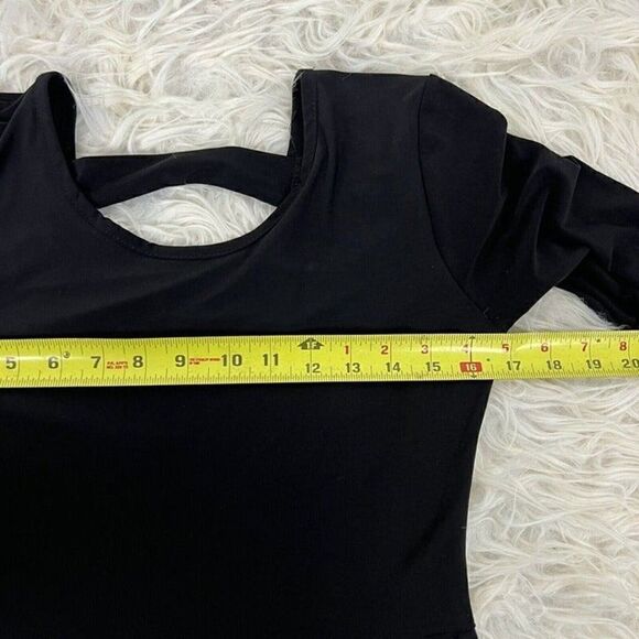 Pine Womens Fit & Flare Skater Black Stretch Midi Dress Size Large Open Back - Picture 5 of 11